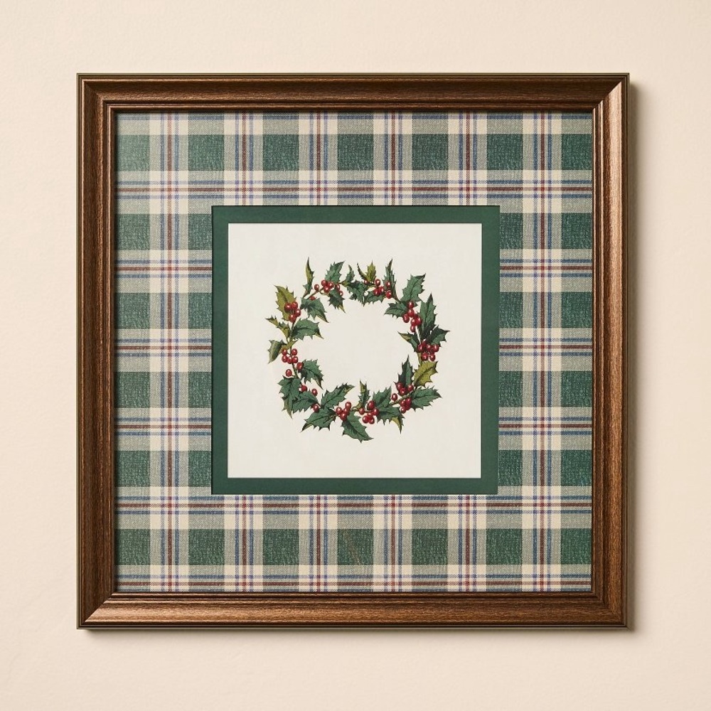 NWT Hearth and Hand 12"x12" Vintage Green Plaid Matte Wreath
Framed Wall Art